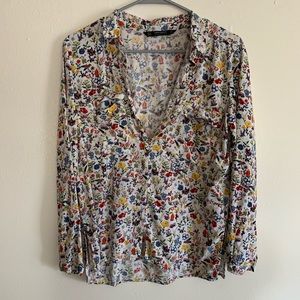 Zara Floral Button Down Blouse!